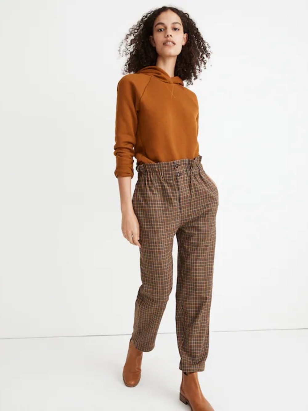 Madewell Houndstooth Plaid Paperbag Tapered Pants NWT Size 6